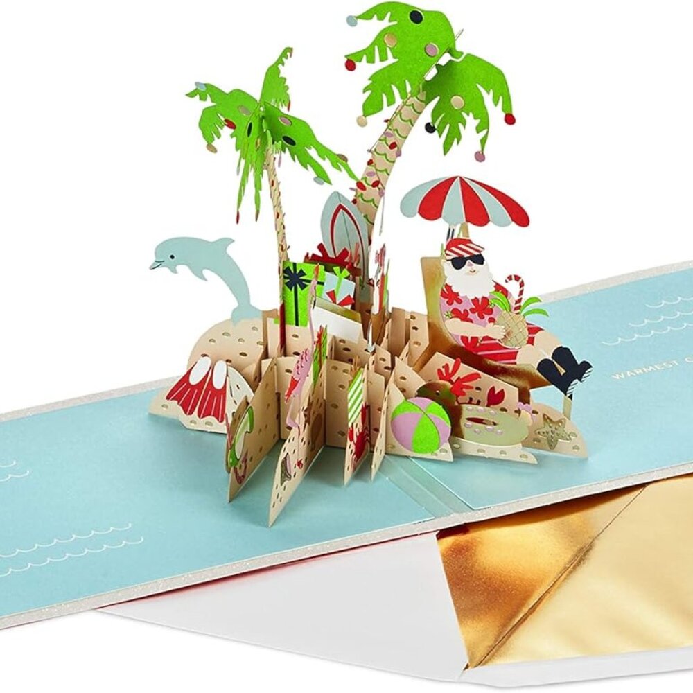 Hallmark Signature Christmas Card | Pop Up | Tropical Santa